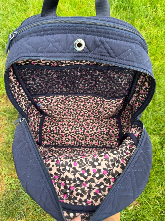 Vera Bradley Campus Backpack X Large Navy Blue Quilted Microfiber Laptop B